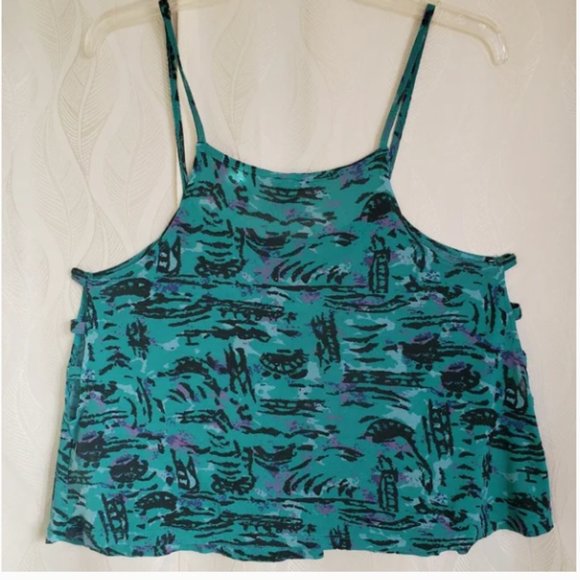 Forever 21 - Trapeze Swingy Cami Tank Top Caged Cut-Out Sides | Small | Teal - Picture 7 of 16